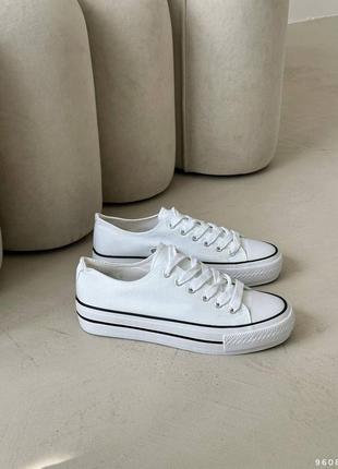 Кеди кросівки білі текстиль на високій підошві платформі танкетці масивній