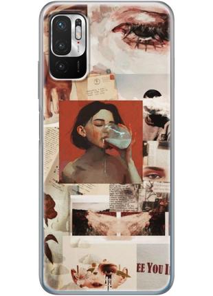 Чехол силиконовый с картинкой на xiaomi redmi note 10 5g (коллаж в стиле ретро)