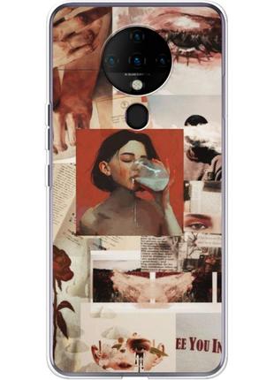 Чохол силіконовий з картинкою на tecno spark 6 (колаж в стилі ретро)