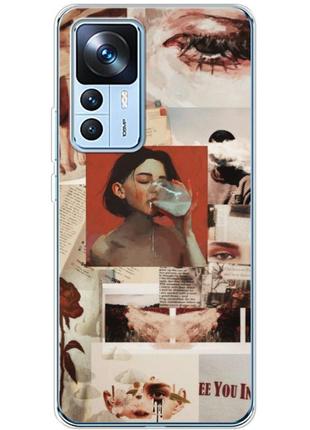 Чохол силіконовий з картинкою на xiaomi 12t (колаж в стилі ретро)