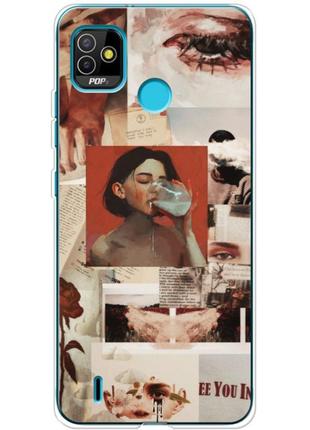 Чохол силіконовий з картинкою на tecno pop 5 (bd2p) (колаж в стилі ретро)