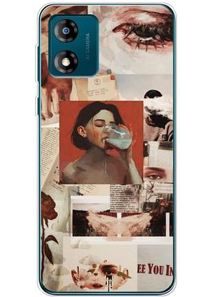 Чохол силіконовий з картинкою на motorola e13 (колаж в стилі ретро)