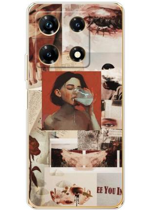 Чехол силиконовый с картинкой на infinix note 30 pro 4g (коллаж в стиле ретро)