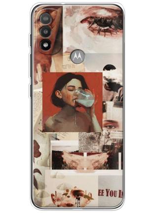 Чохол силіконовий з картинкою на motorola e20 (колаж в стилі ретро)