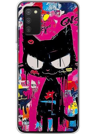 Чехол силиконовый с картинкой на samsung galaxy a03s (a037) (иллюстрация котик в стиле граффити)