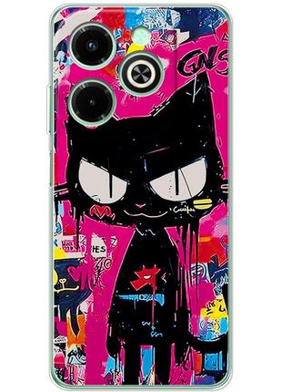 Чохол силіконовий з картинкою на infinix hot 40i (ілюстрація котик в стилі графіті)