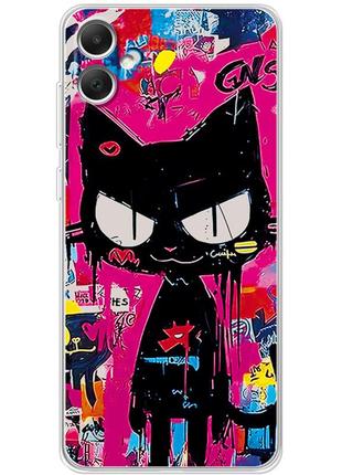 Чехол силиконовый с картинкой на samsung galaxy a05 (a055) (иллюстрация котик в стиле граффити)