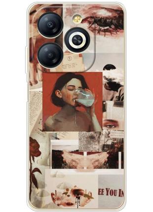 Чохол силіконовий з картинкою на infinix smart 8 plus (колаж в стилі ретро)