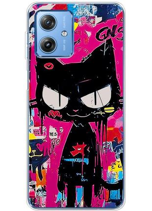 Чохол силіконовий з картинкою на motorola g54 5g (ілюстрація котик в стилі графіті)