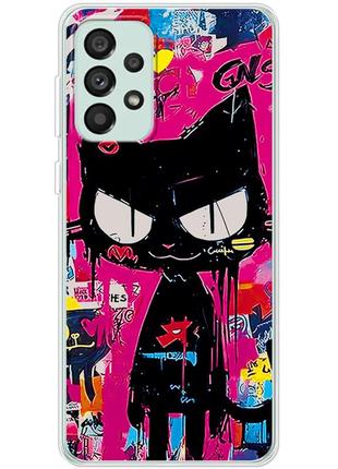 Чохол силіконовий з картинкою на samsung galaxy a73 5g (a736) (ілюстрація котик в стилі графіті)