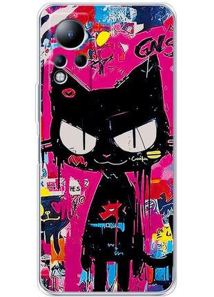 Чехол силиконовый с картинкой на infinix note 12 (иллюстрация котик в стиле граффити)