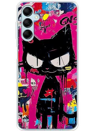 Чехол силиконовый с картинкой на samsung galaxy m14 5g (m146) (иллюстрация котик в стиле граффити)