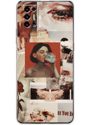 Чехол силиконовый с картинкой на tecno pova 2 (le7n) (коллаж в стиле ретро)