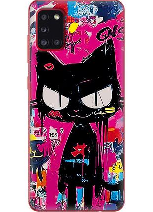 Чехол силиконовый с картинкой на samsung galaxy a31 (a315) (иллюстрация котик в стиле граффити)