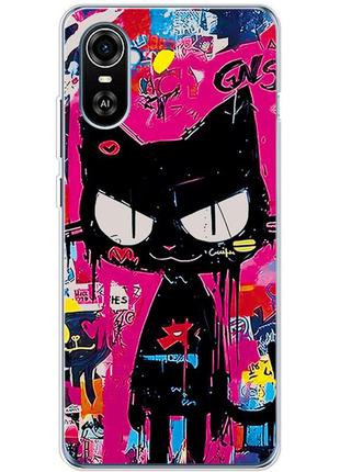 Чехол силиконовый с картинкой на zte blade a31 plus (иллюстрация котик в стиле граффити)
