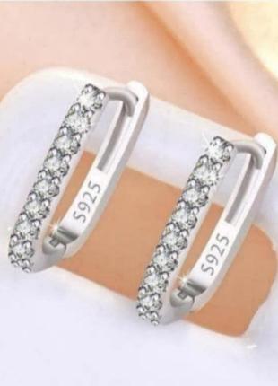 Серьги серебро маленькие оригинальные с фианитами silver ♥️