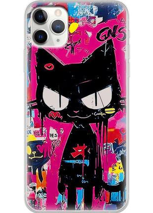 Чохол силіконовий з картинкою на iphone 11 pro max (ілюстрація котик в стилі графіті)