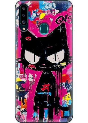 Чехол силиконовый с картинкой на samsung galaxy a20s (a207) (иллюстрация котик в стиле граффити)