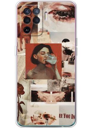 Чохол силіконовий з картинкою на oppo reno 5 lite (колаж в стилі ретро)