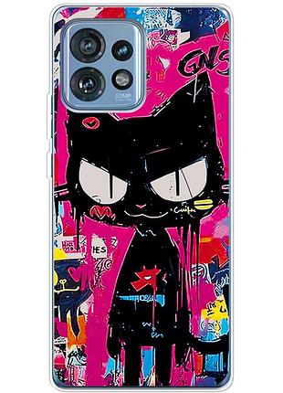 Чохол силіконовий з картинкою на motorola edge 40 pro (ілюстрація котик в стилі графіті)