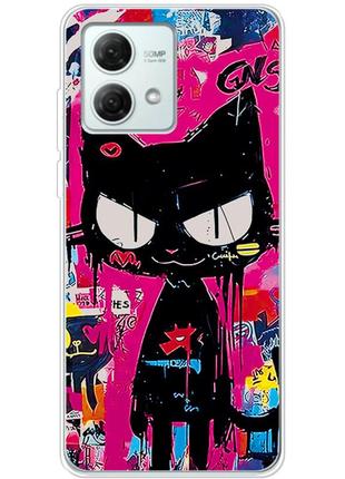 Чохол силіконовий з картинкою на motorola g84 (ілюстрація котик в стилі графіті)