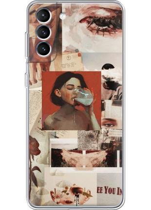 Чехол силиконовый с картинкой на samsung galaxy s21 fe (g990) (коллаж в стиле ретро)