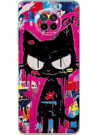 Чехол силиконовый с картинкой на xiaomi mi 10t lite (иллюстрация котик в стиле граффити)