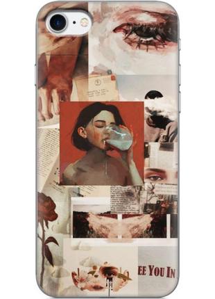 Чехол силиконовый с картинкой на iphone se 2020 (коллаж в стиле ретро)