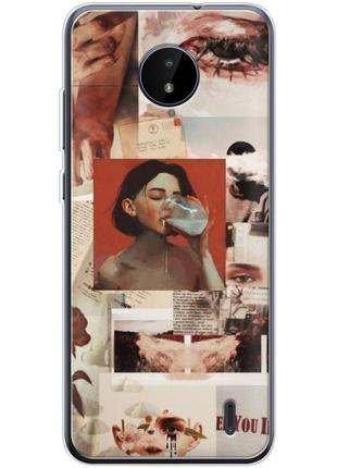 Чохол силіконовий з картинкою на nokia c20 (колаж в стилі ретро)