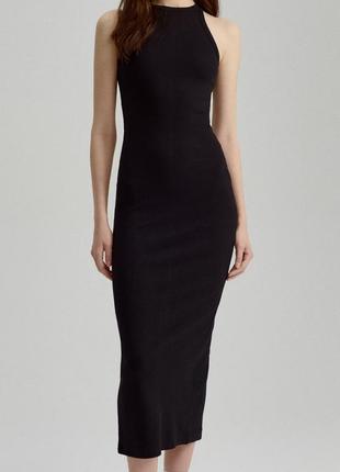 Slim сукня h&m в рубчик чорного кольору, xs-s