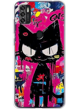 Чохол силіконовий з картинкою на zte blade a7s 2020 (ілюстрація котик в стилі графіті)