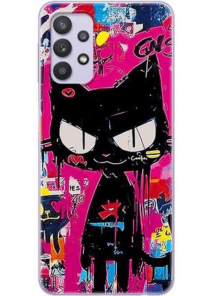 Чехол силиконовый с картинкой на samsung galaxy a32 4g (a325) (иллюстрация котик в стиле граффити)