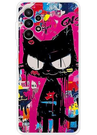 Чохол силіконовий з картинкою на samsung galaxy a23 (a235) (ілюстрація котик в стилі графіті)