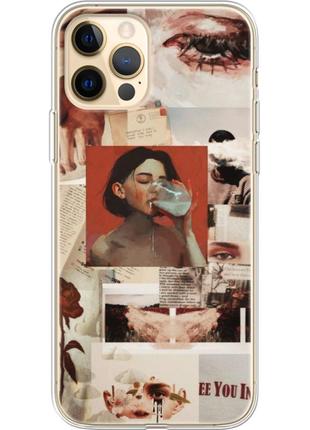 Чохол силіконовий з картинкою на iphone 12 pro max (колаж в стилі ретро)
