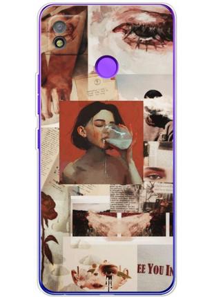 Чохол силіконовий з картинкою на tecno pop 4 (колаж в стилі ретро)