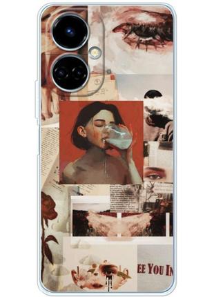 Чохол силіконовий з картинкою на tecno camon 19 pro (ci8n) (колаж в стилі ретро)