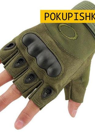Армейские тактические перчатки с защитой, открытого типа, xl green1 фото