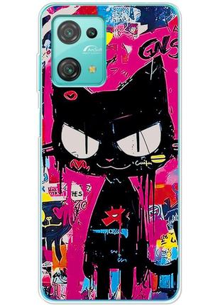 Чохол силіконовий з картинкою на blackview oscal c30 pro (ілюстрація котик в стилі графіті)