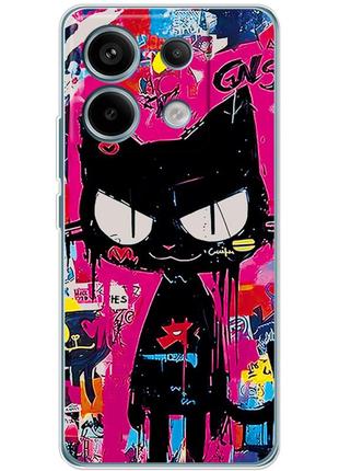 Чохол силіконовий з картинкою на xiaomi redmi note 13 pro 5g (ілюстрація котик в стилі графіті)