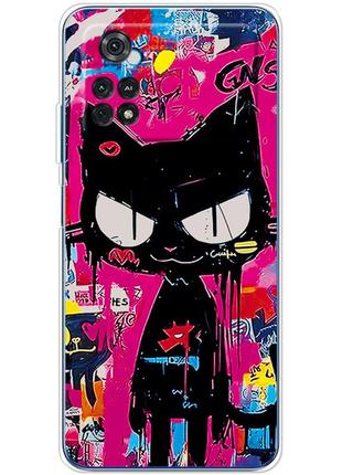 Чохол силіконовий з картинкою на xiaomi poco m4 pro 4g (ілюстрація котик в стилі графіті)