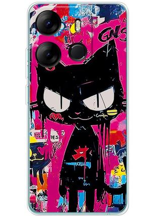 Чохол силіконовий з картинкою на tecno spark go 2023 (ілюстрація котик в стилі графіті)