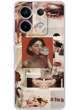 Чохол силіконовий з картинкою на xiaomi redmi note 13 5g (колаж в стилі ретро)