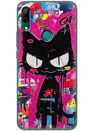 Чохол силіконовий з картинкою на huawei p smart z (ілюстрація котик в стилі графіті)