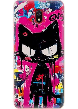 Чехол силиконовый с картинкой на xiaomi redmi 8a (иллюстрация котик в стиле граффити)