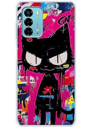Чехол силиконовый с картинкой на zte blade v40 vita (иллюстрация котик в стиле граффити)