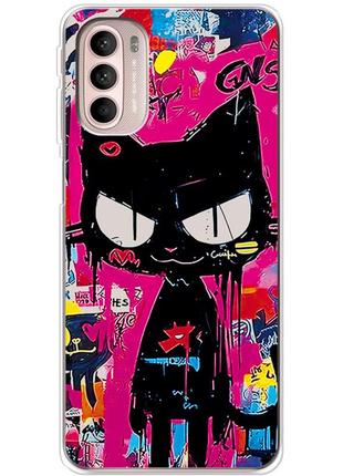 Чехол силиконовый с картинкой на motorola g41 (иллюстрация котик в стиле граффити)