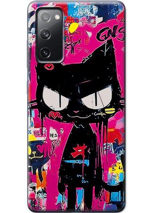 Чехол силиконовый с картинкой на samsung galaxy s20 fe (g780) (иллюстрация котик в стиле граффити)