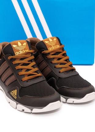 Кросівки  літні adidas сітка чорний, коричневий5 фото