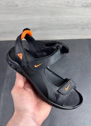 Кожаные мужские сандалии, сандалии с логотипом silver nike5 фото