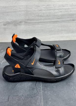 Кожаные мужские сандалии, сандалии с логотипом silver nike3 фото